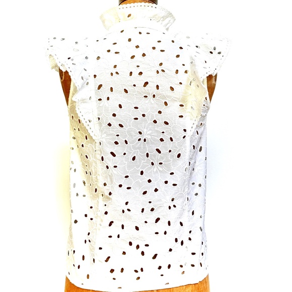 Sezane White Chiara Eyelet Ruffled Cotton Blouse Sz XS / US2 / FR34 - Picture 11 of 11